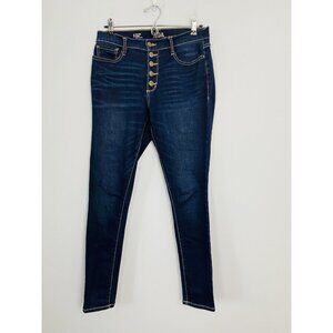 ANA A New Approach Womens Size 8 High Rise Skinny Jeans Exposed Button Fly Dark